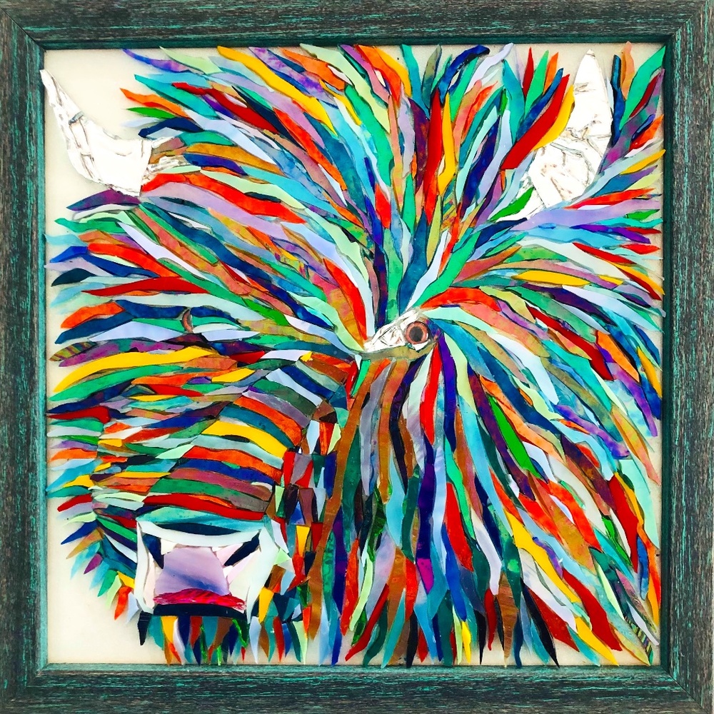 Bison Mosaic Wall Art